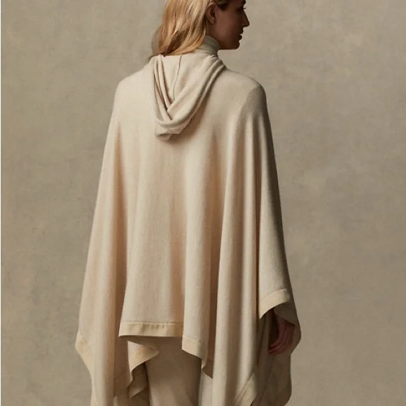 RALPH LAUREN PURPLE LABEL COLLECTION Cashmere hooded Poncho Sweater M/L